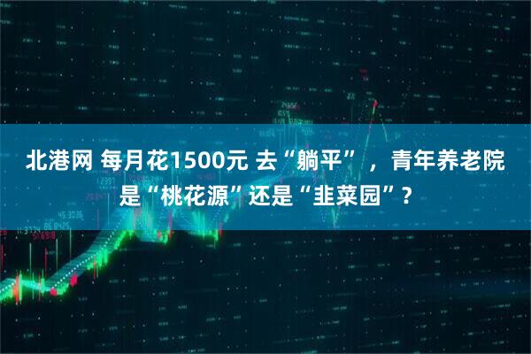 北港网 每月花1500元 去“躺平” ，青年养老院是“桃花源”还是“韭菜园”？
